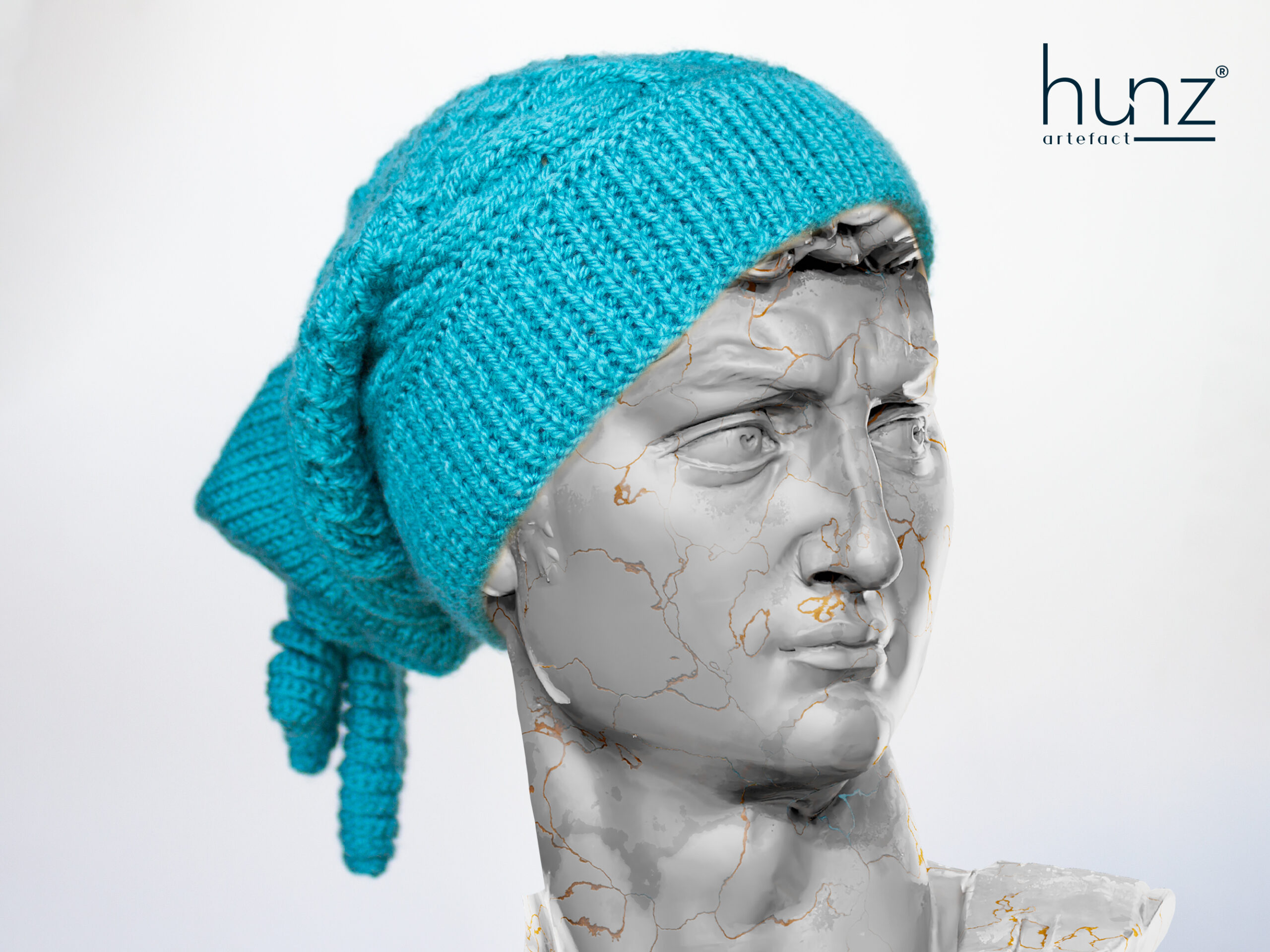 Blue Slouchy Fringe Beanie